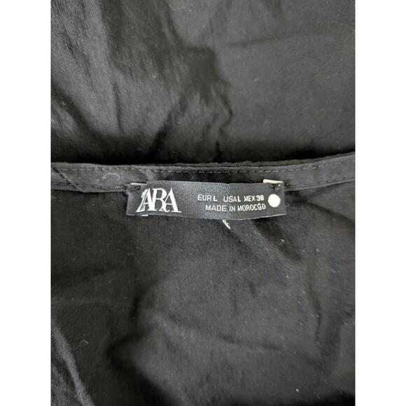 Zara Blouse Womens Large Black Square Neck Long Balloon Sleeve Pleated Top - Picture 8 of 8